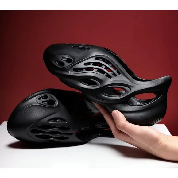 Men's Black Foam Runner Non Slip Cloud Slides Lightweight Sandal Shoes